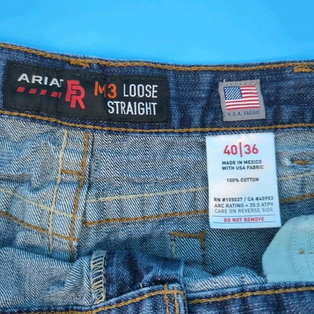 Ariat FR Jeans Men's 40x36 Blue M3 Loose Straight CAT 2 Flame Resistant Work